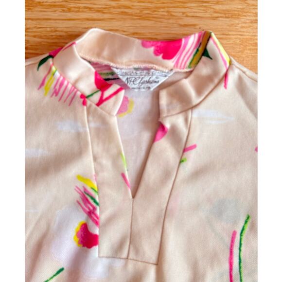 VTG 1970s NPC Fashions Penn Womens M/L Polyester Long Sleeve Floral Blouse - Picture 2 of 9
